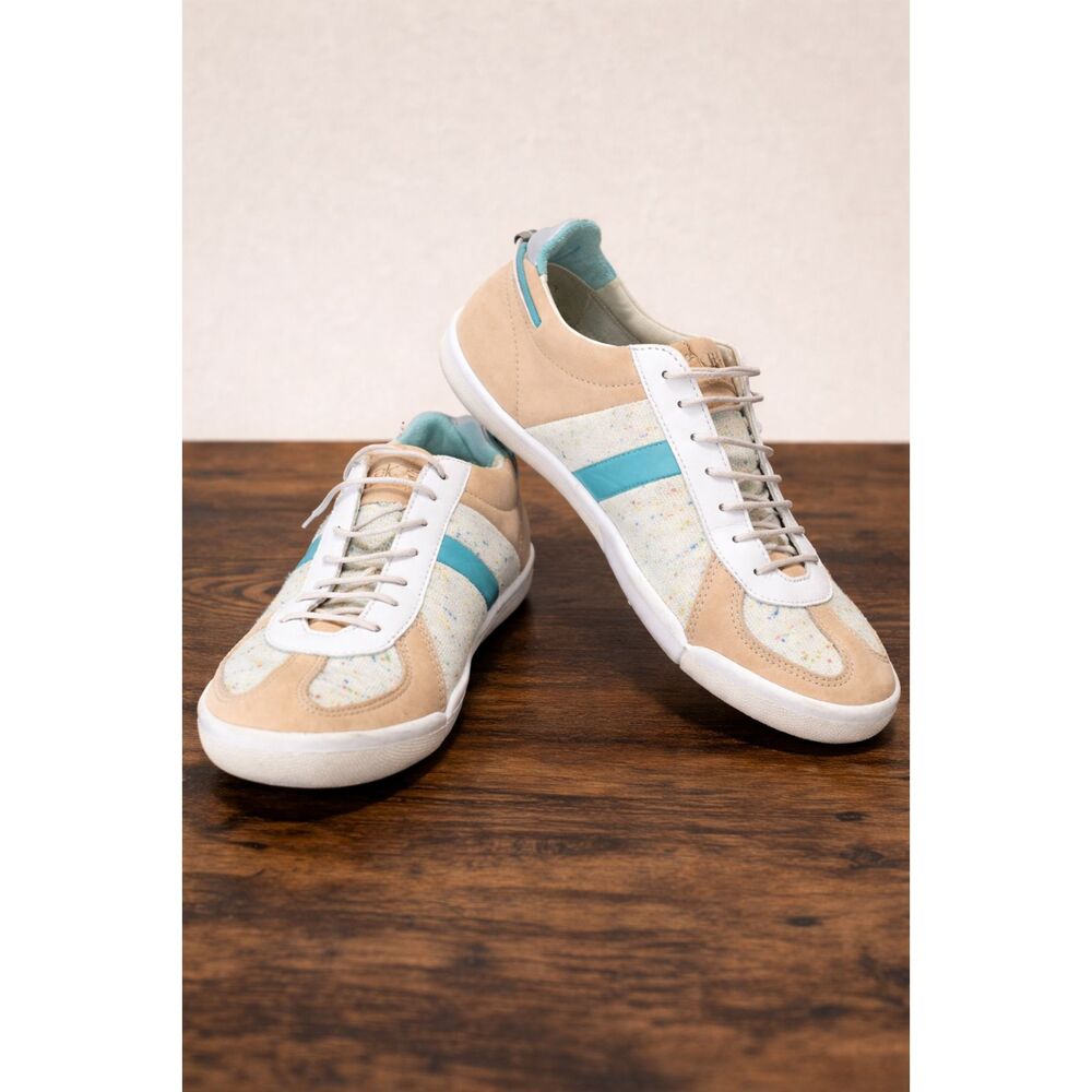 PLAE Butler Sneakers Turtledove Speckled Canvas Lace Shoes EUC Rare Size 8